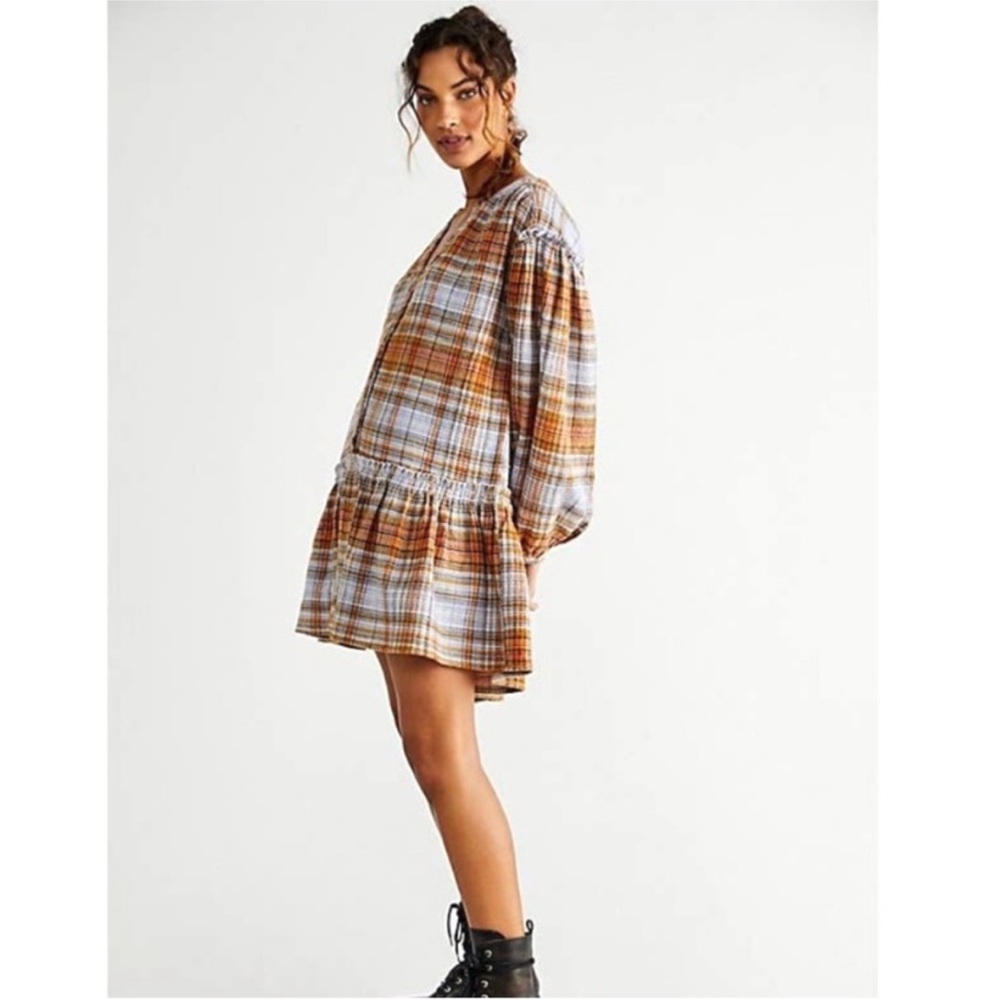 Free People Alexa Plaid Mini Dress Boho Size Small